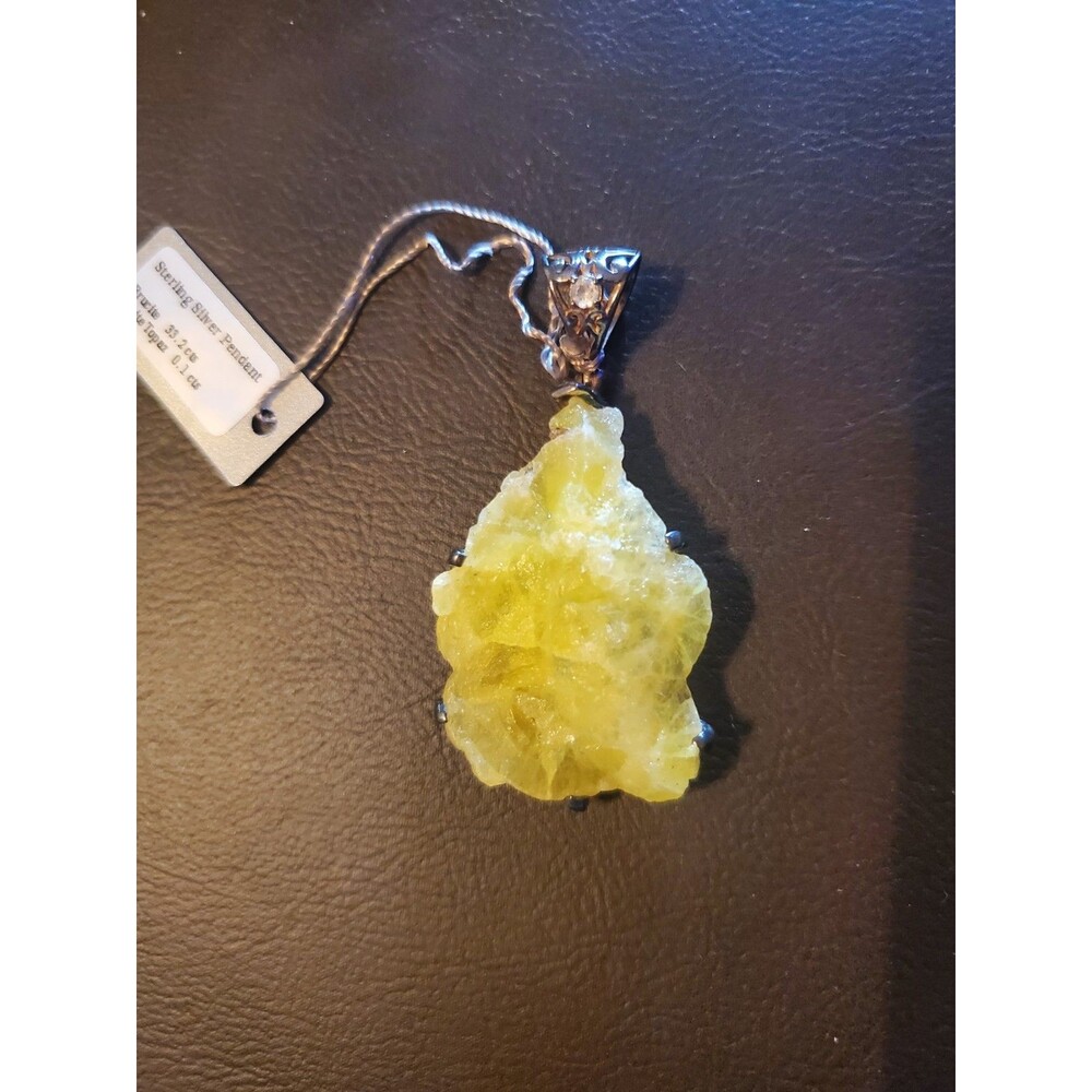 Starborn Creations 925 Silver Pendant With Large Brucite And White Topaz - Picture 2 of 11
